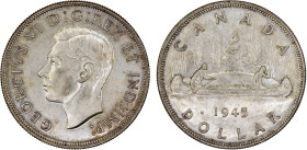 CANADA: George VI, 1936-1952, AR dollar, 1945, KM-36, key date of the type, AU.

Estimate: USD 150 - 200