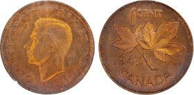 CANADA: George VI, 1936-1952, AE cent, 1947, KM-32, maple leaf at date, full red, NGC graded MS65 RD.

Estimate: USD 50 - 75