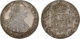 GUATEMALA: Carlos IV, 1788-1808, AR 8 reales, 1805-NG, KM-53, assayer M, small scratch on chin, Choice VF.

Estimate: USD 100 - 150