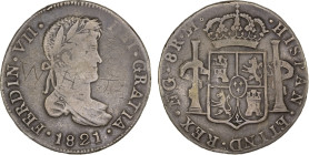 GUATEMALA: "Fernando VII", 1808-1821, 8 reales imitation (26.89g), 1821-NG, as KM-69, assayer M, contemporary imitation, obverse graffiti, fairly well...