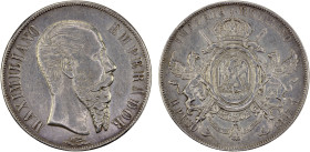 MEXICO: Maximiliano, 1864-1867, AR peso, 1867-Mo, once lightly cleaned but still very attractive, VF-XF, ex Dr. Robert A. Rosenfeld Collection.

Est...