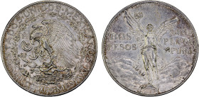 MEXICO: Estados Unidos, AR 2 pesos, 1921-Mo, KM-462, 100th Anniversary of Independence, once lightly cleaned, AU, ex Dr. Robert A. Rosenfeld Collectio...