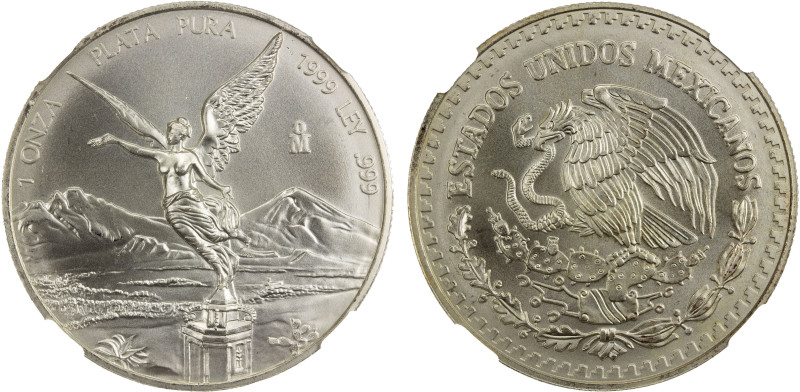 MEXICO: Estados Unidos, AR onza, 1999-Mo, KM-613, classic design, better date, N...