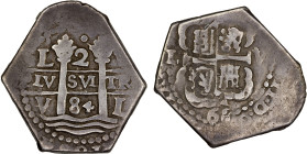 PERU: Carlos II, 1665-1700, AR 2 reales cob (4.31g), 1684-L, KM-21, assayer V, with two clear dates, VF.

Estimate: USD 125 - 175