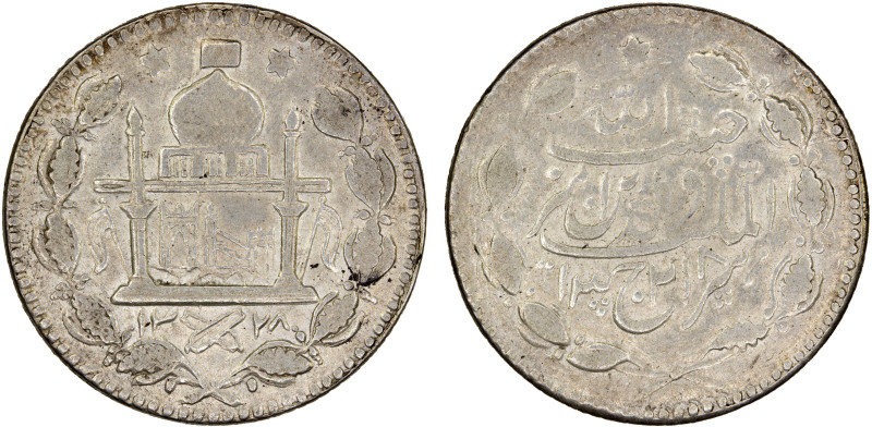 AFGHANISTAN: Habibullah, 1901-1919, AR rupee, AH1328//1328, KM-847.1, Hamidi-14L...