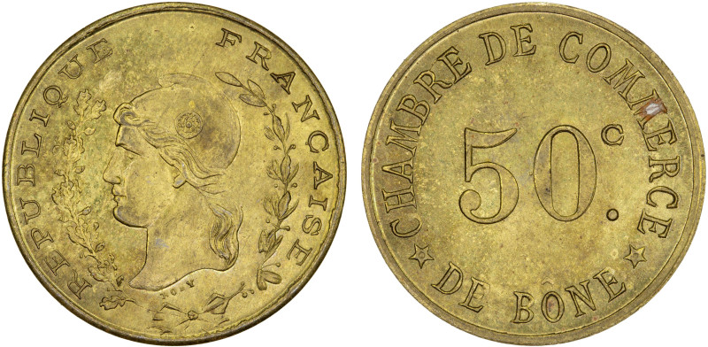 ALGERIA: Bône, 50 centimes, ND (1915), KM-TnB5, brass type, lustrous, UNC

Est...