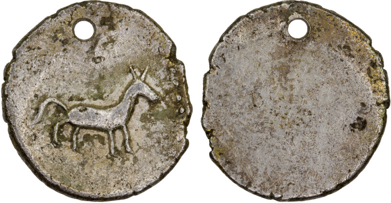 CAMBODIA: AR 2 pe (1.42g), ND (1650-1850), KM-17, Daniel-34, horse right, unifac...