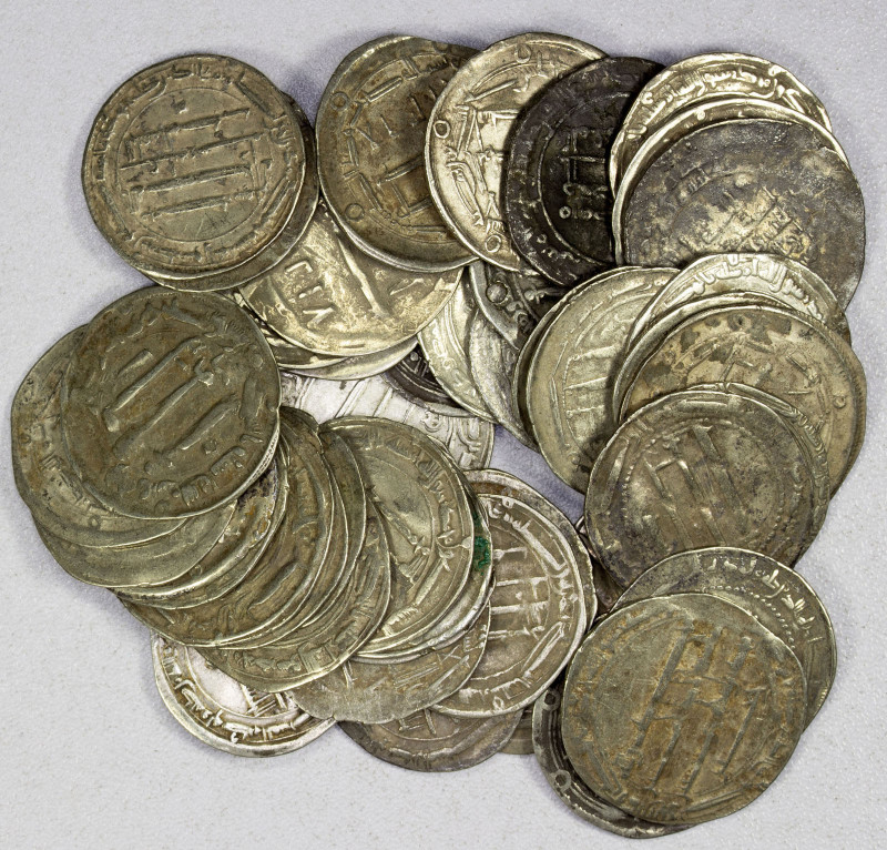 ABBASID: LOT of 50 silver dirhams, mostly from the period AH132-218, with a wide...