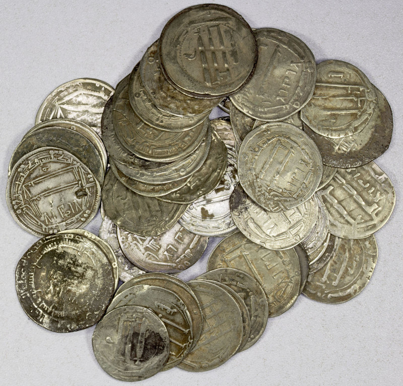 ABBASID: LOT of 50 silver dirhams, mostly from the period AH132-218, with a wide...