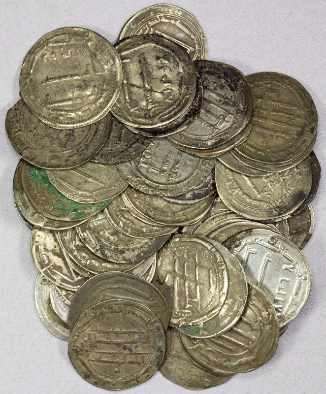 ABBASID: LOT of 50 silver dirhams, mostly from the period AH132-218, with a wide...