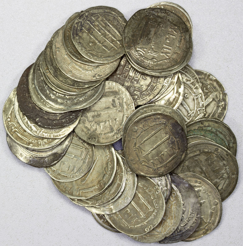 ABBASID: LOT of 50 silver dirhams, mostly from the period AH132-218, with a wide...