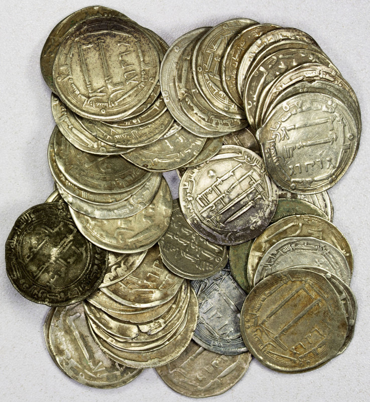 ABBASID: LOT of 50 silver dirhams, mostly from the period AH132-218, with a wide...