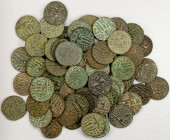 CEYLON (MEDIEVAL): Polonnaruwa period, 12th/13th century, LOT of 68 copper kahavanus, common types; average VF to EF; retail value $400, lot of 68 pie...