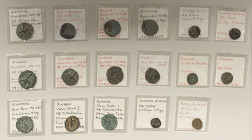 KUSHAN: LOT of 17 copper coins, including Huvishka, 151-190 (7 pcs, almost all with king-on-elephant obverse, various reverses and sizes, average Fine...