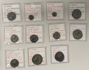 KUSHAN: LOT of 11 copper coins, including Kujula Kadphises, 50-90 AD (1 pc, Fine); Vima Takto, 90-113 (6, including four full unit and two 1/4 unit, a...