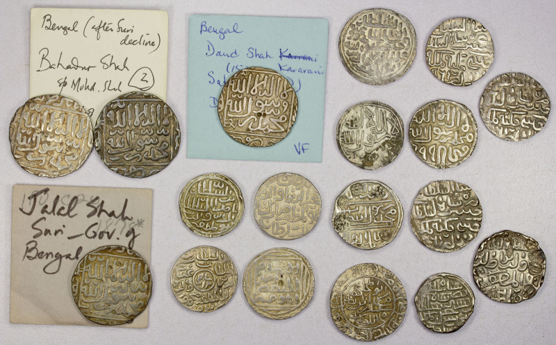 BENGAL: LOT of 14 silver tankas and 4 silver rupees, including tankas of Bahadur...