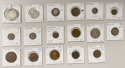 EUROPE: LOT of 17 coins, including Belgium (5 pcs), Belgium/Ghent (1), Denmark (1), Finland (3), France/Feudal (1, unattributed), and France (6); aver...