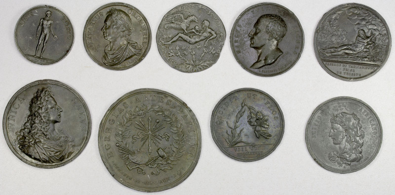 EUROPE: LOT of 9 cliches, including 33mm Napoleon Arrival in Frejus obverse, 38m...