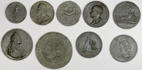 EUROPE: LOT of 9 cliches, including 33mm Napoleon Arrival in Frejus obverse, 38mm Oliver Cromwell obverse, 39mm Creation of the Milky Way reverse, 41m...