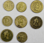 FRANCE: LOT of 8 coin weights, including weights with portraits of Louis XIII and XIV, in denominations for pistole gold coins, in brass; retail value...