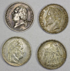 FRANCE: LOT of 4 coins, including 1822-B, 1847-BB, 1848-A, and 1868-BB 5 franc coins; retail value $300, lot of 4 pieces, ex Dr. Robert A. Rosenfeld C...