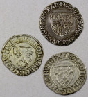 FRANCE: LOT of 3 coins, including 2-billon blanc guénar of Charles VI (1380-1422) and a double stuiver of Flanders of Karel de Stoute (1467-1477); ret...