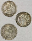 FRANCE: LOT of 3 AR jetons, including 2 of Louis XV (Feuardent-775, dated 1722, EF light hairlines and cf. Feuardent-3991 [bust type], nice EF), and 1...