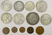 GERMAN STATES: LOT of 13 coins, including 8 silver (mostly crowns) and 5 coppers in very high grade, from 1621 to 1913; retail value $500, lot of 13 p...