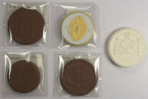 GERMAN STATES: LOT of 5 porcelain medals, from the 1920s, including a very interesting "spider" textile mills; retail value $200, UNC, lot of 5 pieces...