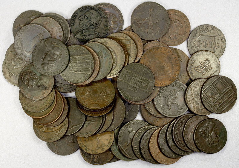 GREAT BRITAIN: LOT of 71 halfpenny tokens, including tokens from around 1792 to ...