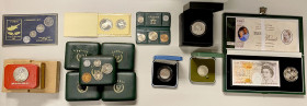 BRITISH COMMONWEALTH, ETC.: LOT of 26 singles and sets, including Cyprus proof 500 mils: 1975; Cyprus Mint Sets: 1963 and 1982; Cyprus Proof Sets: 196...