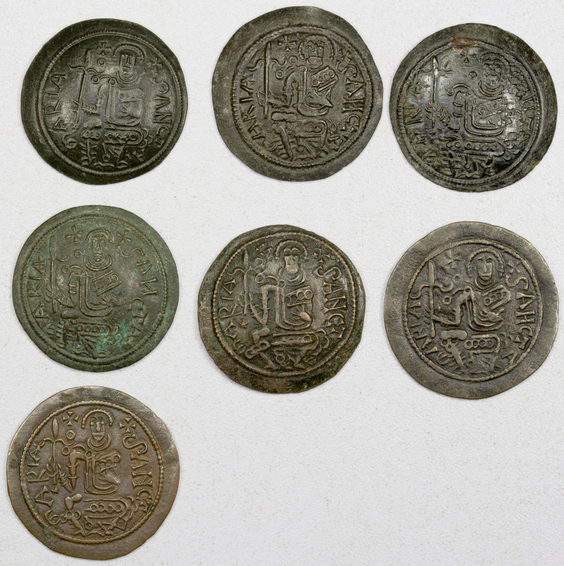 HUNGARY: LOT of 7 AE rezpenz, Huszár 72, including 5 scyphate and 2 non-scyphate...