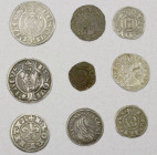 ITALIAN STATES: LOT of 9 coins, including 2-grosso of the Republic of Ancona, 2-denari of the Republic of Genoa, a 1/2 giulio of Pisa dated 1722 (Cosi...