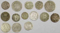 POLAND: LOT of 14 coins, including a diverse group of silver coins, with little duplication, in good collector grades, from around 1400 to 1627, with ...