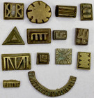 GHANA: LOT of 14 gold weights, group of Ashanti geometric weights, ND (ca. 18th-20th Centuries), Opitz-pg. 375, 4 to 8 grams each, cast in brass, for ...