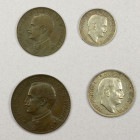 ITALIAN SOMALILAND: LOT of 4 coins, 1910-R, including 2 bese, 4 bese, 1/4 rupia and 1/2 rupia, EF to AU; the 1/2 rupia has a few slight contact marks,...