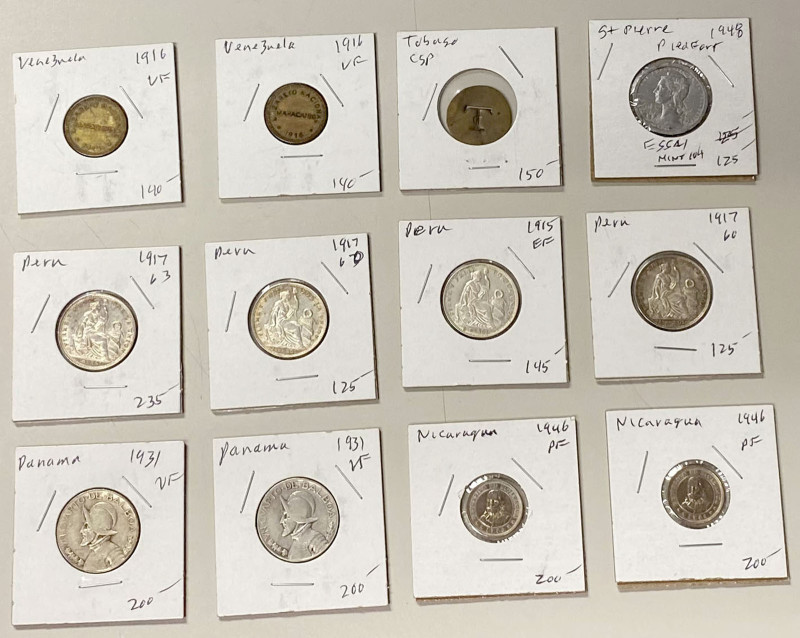 AMERICAS: LOT of 12 coins and tokens, including Nicaragua (2 pcs), Panama (2), P...