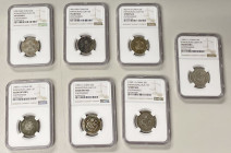 KWANGTUNG: LOT of 7 coins, group of Hsuan Tung silver 20 cents ND (1909-11) Y-205, L&M-139 (4), Republic year 2 (1913) Y-423 L&M-150 (1), Republic yea...