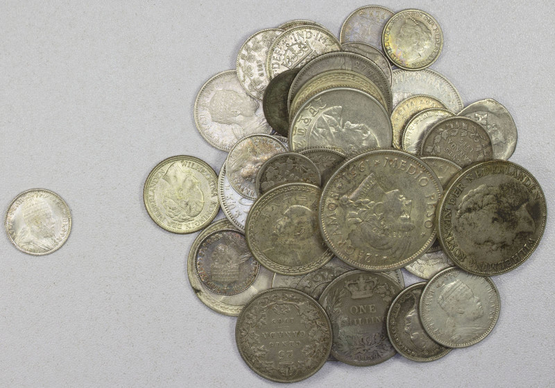 WORLDWIDE: LOT of 40 coins, all silver, including Austria (1 pc, bracteate, ques...