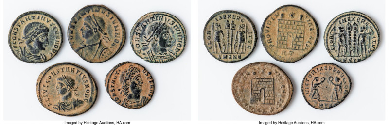 ANCIENT LOTS. Roman Imperial. Lot of five (5) AE3 or BI nummi. Fine-Choice Fine....