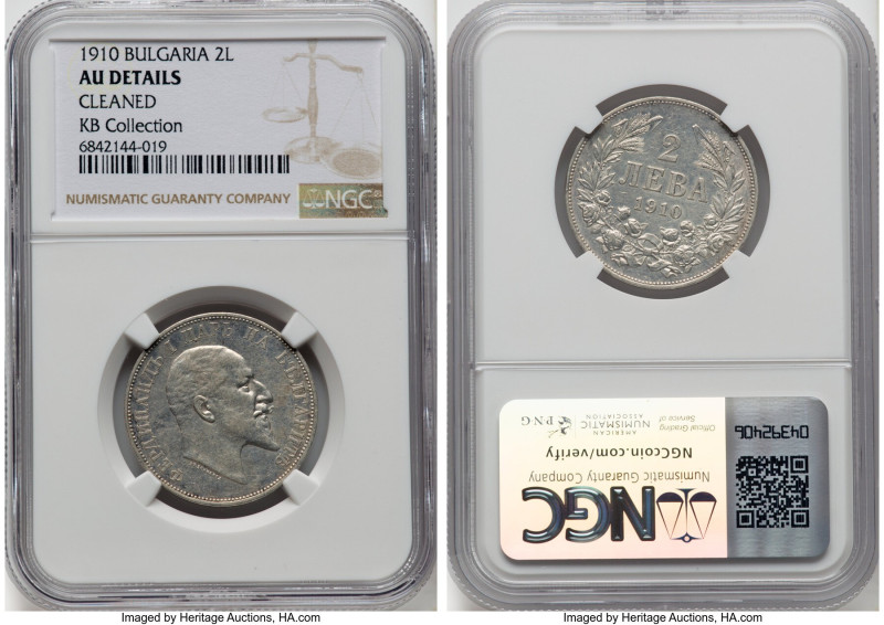 Ferdinand I Pair of Certified Multiple Leva NGC, 1) 2 Leva 1910 - AU Details (Cl...