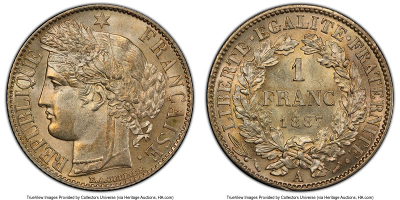 Republic Franc 1887-A MS63 PCGS, Paris mint, KM822.1, Gad-465a, F-216. HID098012...