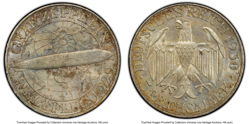 Weimar Republic "Zeppelin" 3 Mark 1930-E MS64 PCGS, Muldenhutten mint, KM67, J-3...