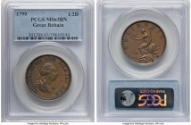 George III Pair of Certified 1/2 Pennies, 1) 1/2 Penny 1799-SOHO - MS63 Brown PCGS, Soho mint, KM647 2) 1/2 Penny 1806-SOHO - MS63 Brown NGC, Soho min...