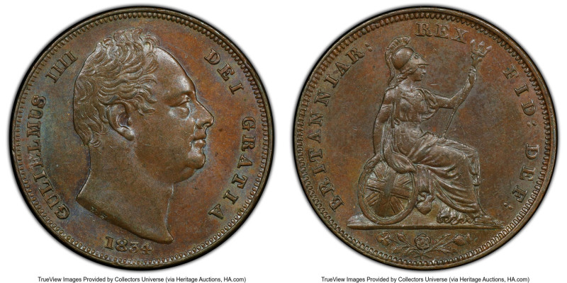 William IV Pair of Certified Farthings PCGS, 1) Farthing 1834 - MS63 Brown 2) Fa...