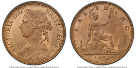 Victoria Pair of Certified Farthings PCGS, 1) Victoria Farthing 1875-H - MS65 Red and Brown, Heaton mint, KM753, S-3959. Older Features 2) Victoria Fa...