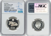 Charles III silver Colorized Proof "Millennium Falcon" 50 Pence 2024 PR69 Ultra Cameo NGC, Mintage: 7,510. Star Wars series. First Releases. HID098012...