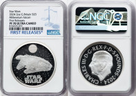 Charles III silver Proof "Millennium Falcon" 5 Pounds (2 oz) 2024 PR70 Ultra Cameo NGC, Mintage: 506. Star Wars - Iconic Vehicles series. First Releas...