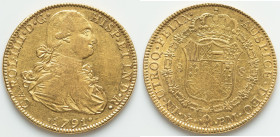 Charles IV gold 8 Escudos 1791 Mo-FM VF (Ex. Jewelry), Mexico City mint, KM159, Cal-1630. 37.2mm. 26.97gm. HID09801242017 © 2024 Heritage Auctions | A...