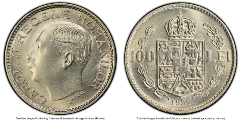 Carol II 100 Lei 1938 AU58 PCGS, Bucharest mint, KM54, Schäffer/Stambuliu-98. Fr...